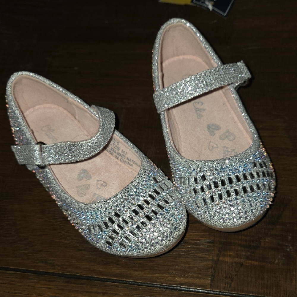 Glittery Silver Kids Dress Shoes